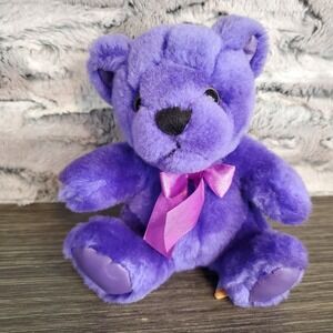 First And Main‎ PURPLE Rainbow Birthday Bear Plush Teddy Stuffed Animal 6.5" EUC